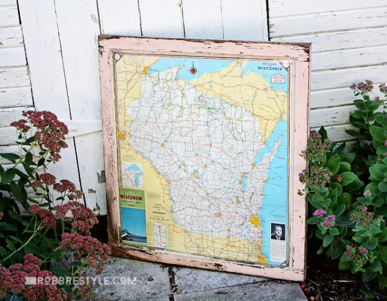 DIY Vintage Window Map Display