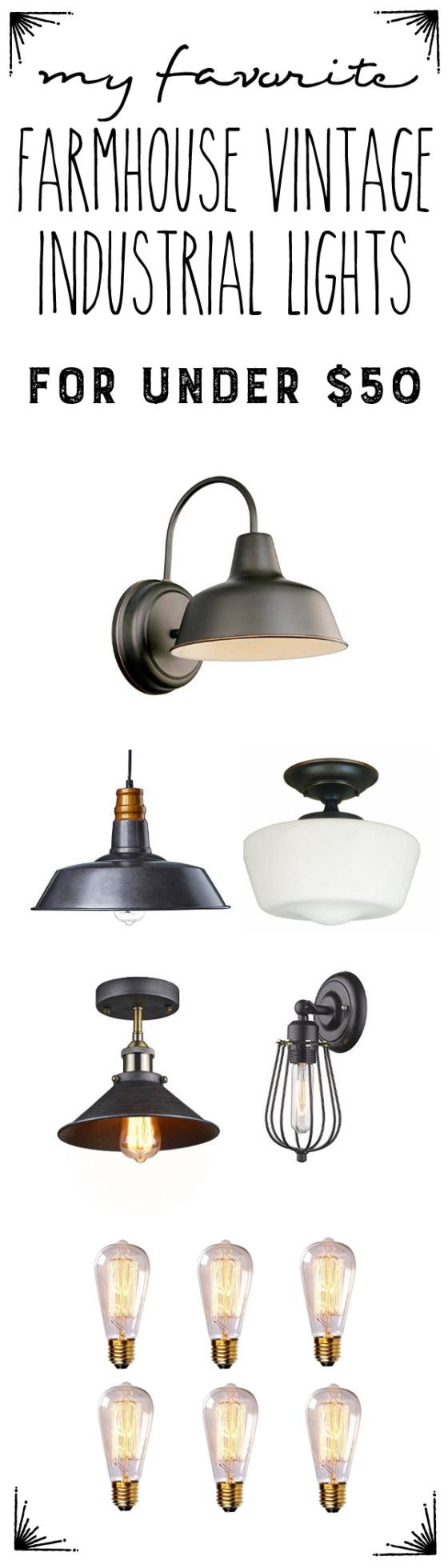 Vintage Industrial Farmhouse Lights Under 50