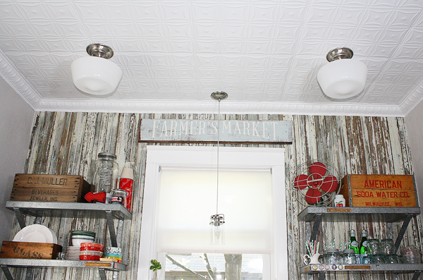 Vintage Farmhouse Kitchen Reveal by Robb Restyle - American Tin Ceiling Tiles