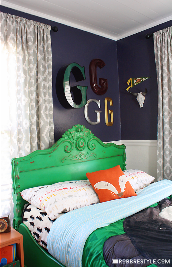 DIY Vintage Camping Boy's Bedroom Design by RobbRestyle.com