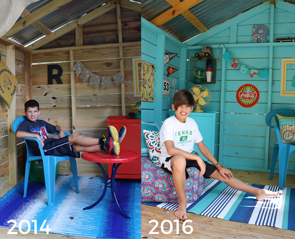 Backyard Playhouse Makeover - We painted the hideaway!