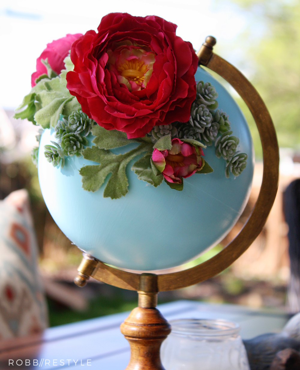 diy flower garden globe feature