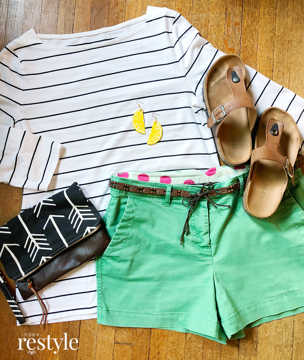 summer outfit idea with DIY lemon slice earrings