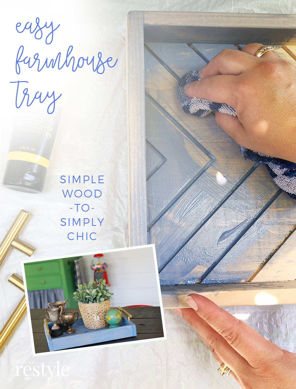 Easy DIY Farmhouse Tray - Blue and Green Color Palette
