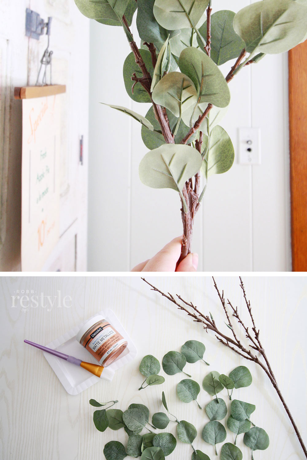 How to paint faux eucalyptus matte rose gold for fall