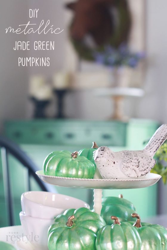 DIY Metallic Jade Green Pumpkins